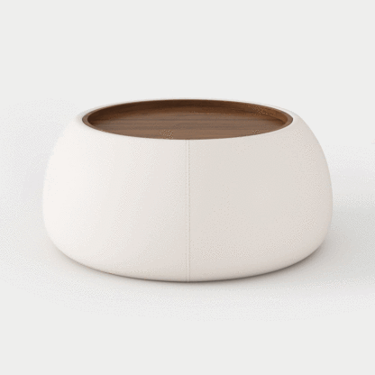 Nordic Leather Walnut Wood Coffee Table