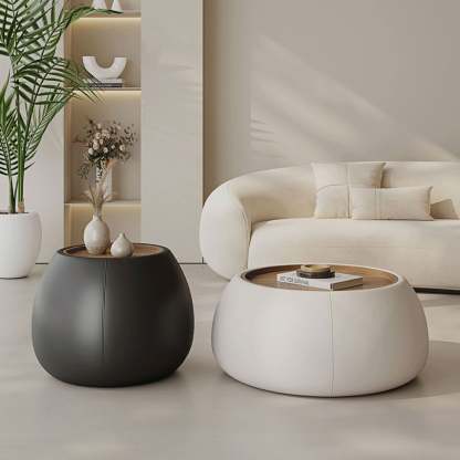 Nordic Leather Walnut Wood Coffee Table — B