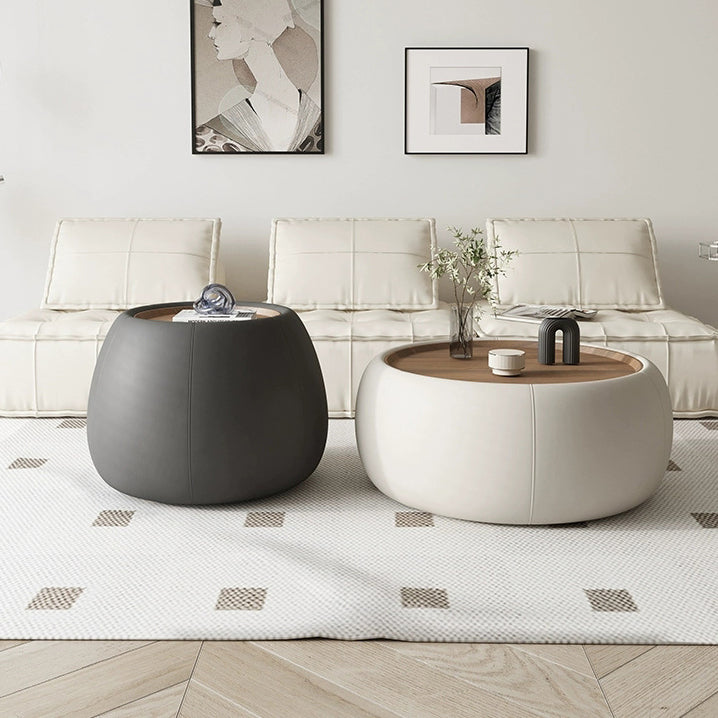 Nordic Leather Walnut Wood Coffee Table