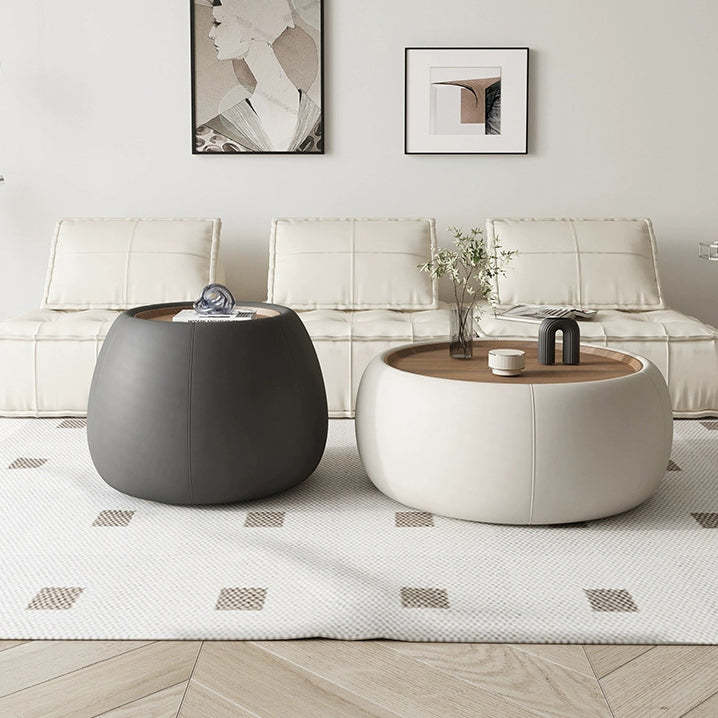 Nordic Leather Walnut Wood Coffee Table — A