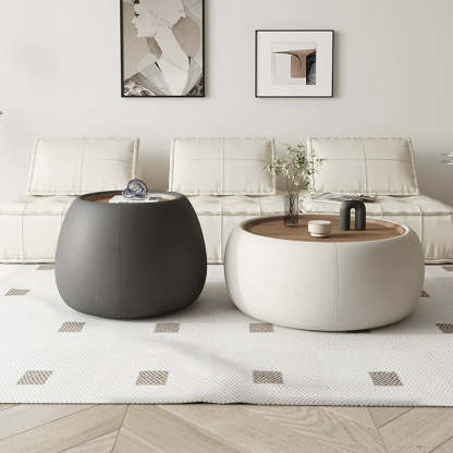 Nordic Leather Walnut Wood Coffee Table — A