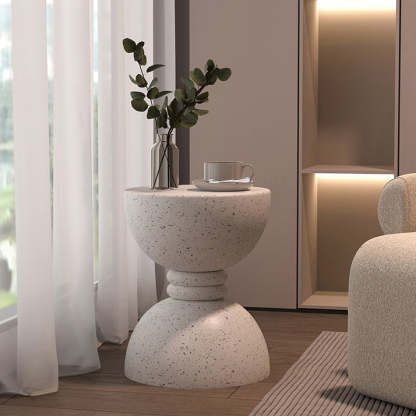 Nordic Hourglass Magnesium Oxide Side Table — White