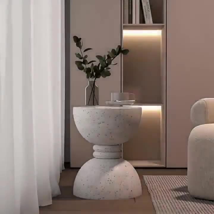 Nordic Hourglass Magnesium Oxide Side Table