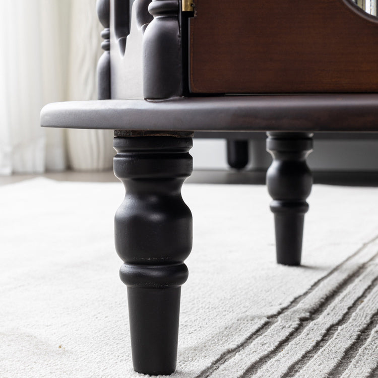 French Cylinder Red Oak Glass Coffee Table