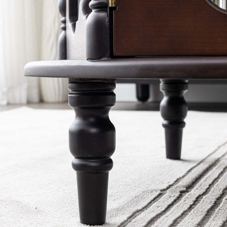 French Cylinder Red Oak Glass Coffee Table