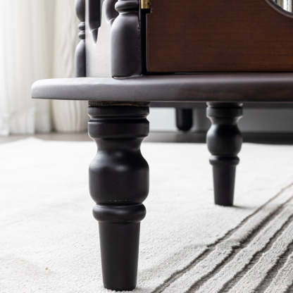 French Cylinder Red Oak Glass Coffee Table