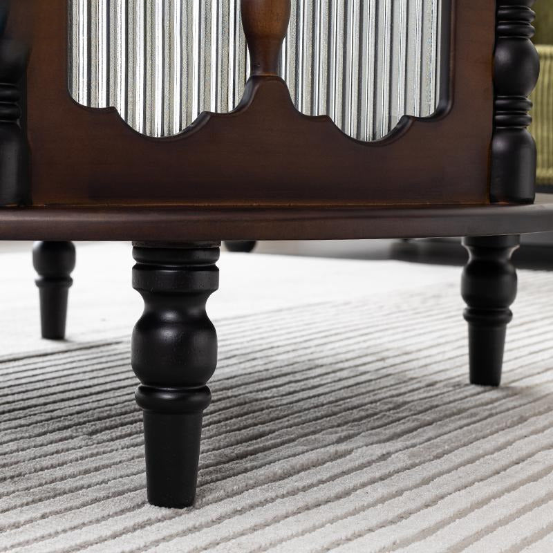 French Cylinder Red Oak Glass Coffee Table