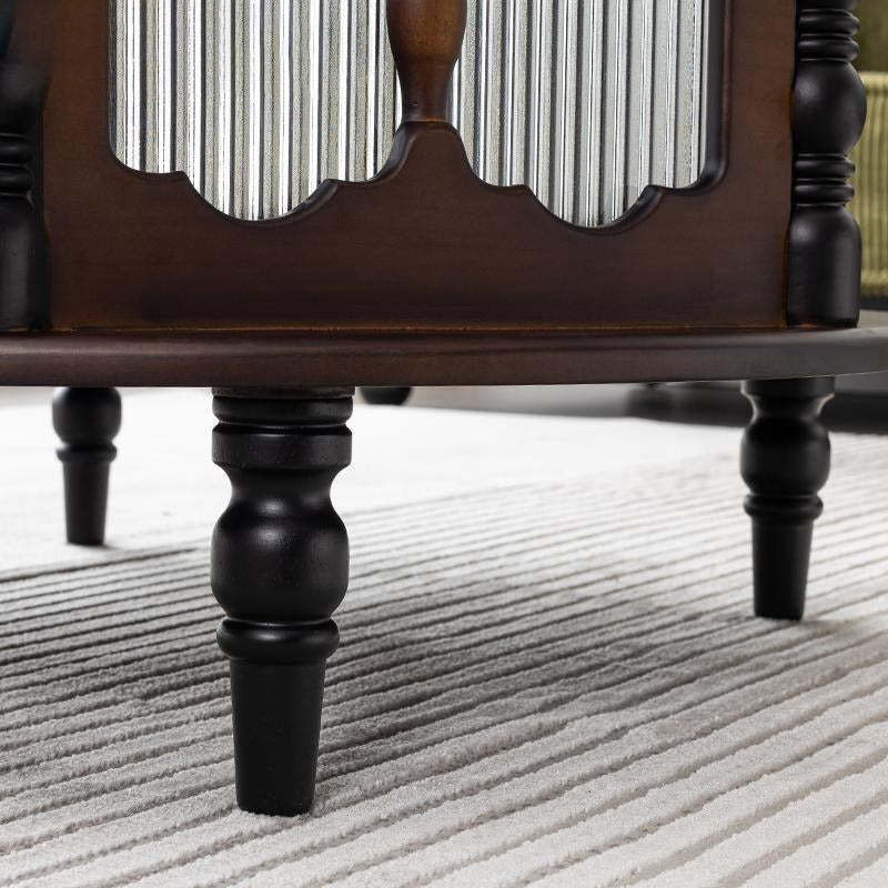 French Cylinder Red Oak Glass Coffee Table