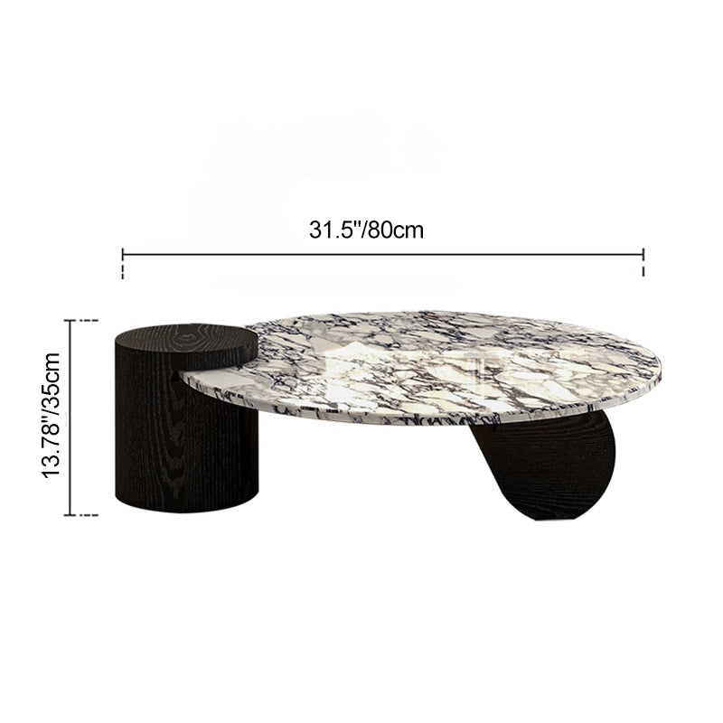 Scandinavian Round Marble Wood Coffee Table