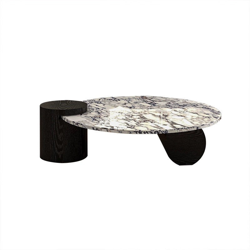 Scandinavian Round Marble Wood Coffee Table
