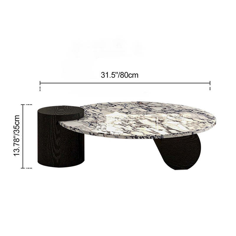 Scandinavian Round Marble Wood Coffee Table