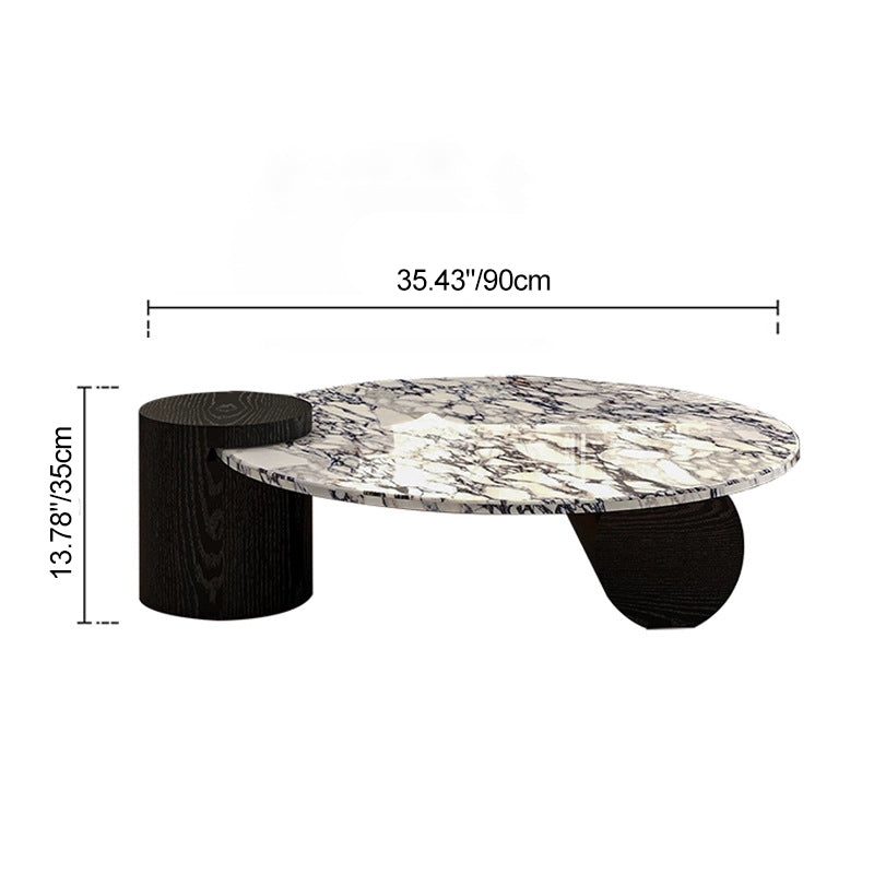 Scandinavian Round Marble Wood Coffee Table