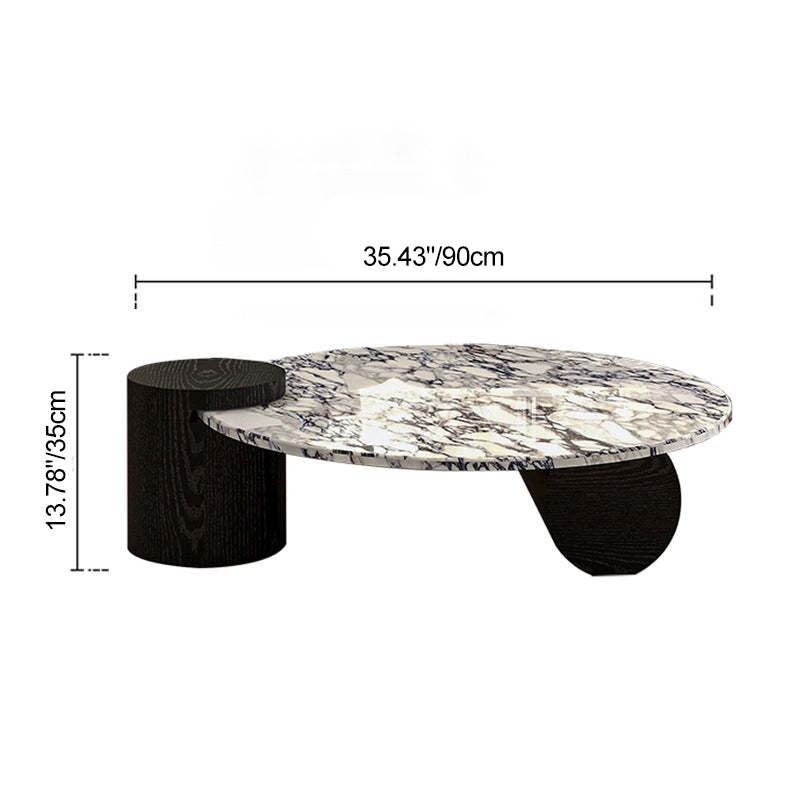 Scandinavian Round Marble Wood Coffee Table