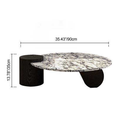 Scandinavian Round Marble Wood Coffee Table