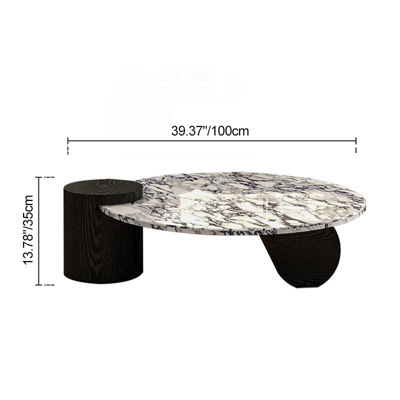 Scandinavian Round Marble Wood Coffee Table
