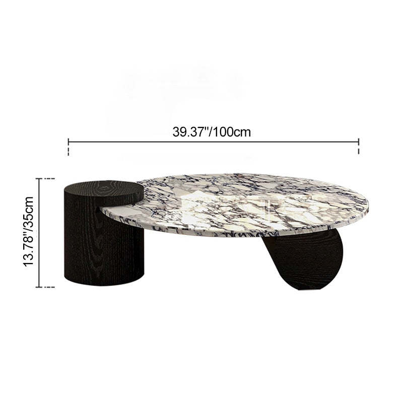 Scandinavian Round Marble Wood Coffee Table