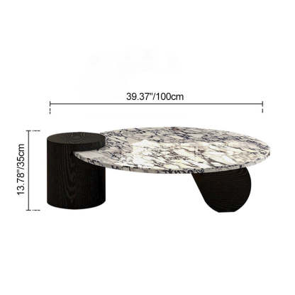 Scandinavian Round Marble Wood Coffee Table