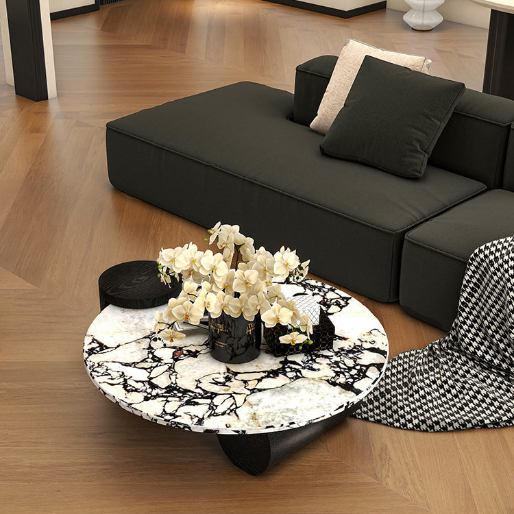 Scandinavian Round Marble Wood Coffee Table