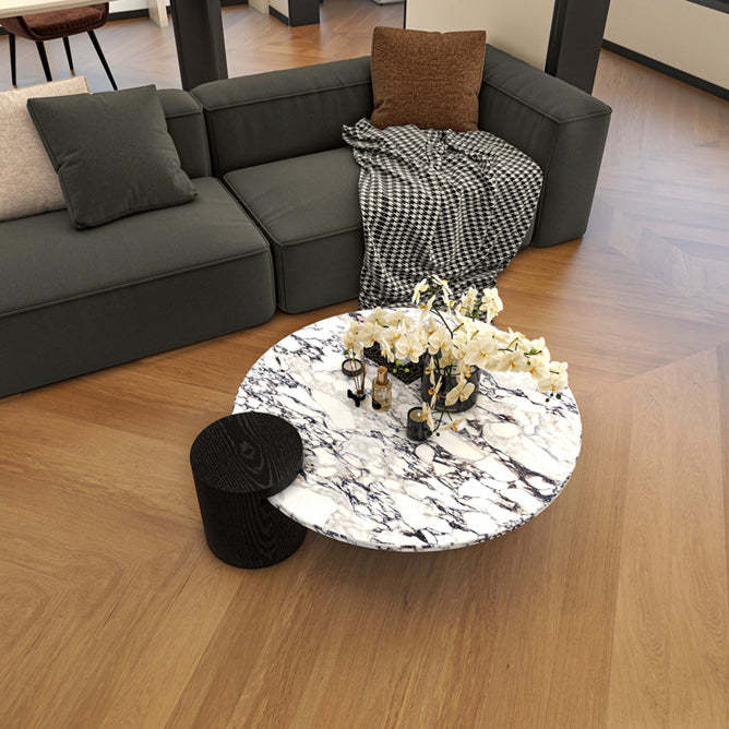 Scandinavian Round Marble Wood Coffee Table