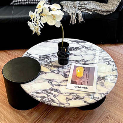 Scandinavian Round Marble Wood Coffee Table