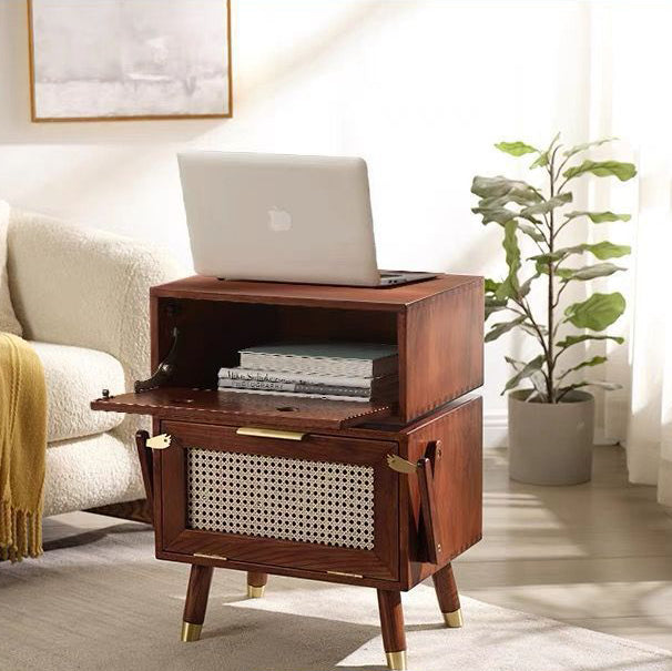 Rotatable Kids Robot Ash Rattan 2-Cabinet Nightstand