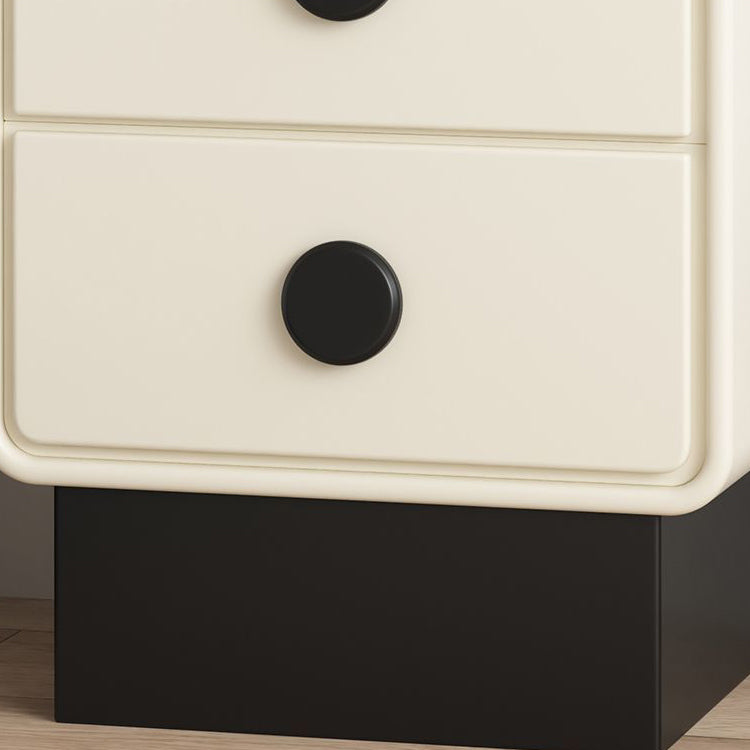 Nordic Wood Leather Nightstand 2-Drawer — Black