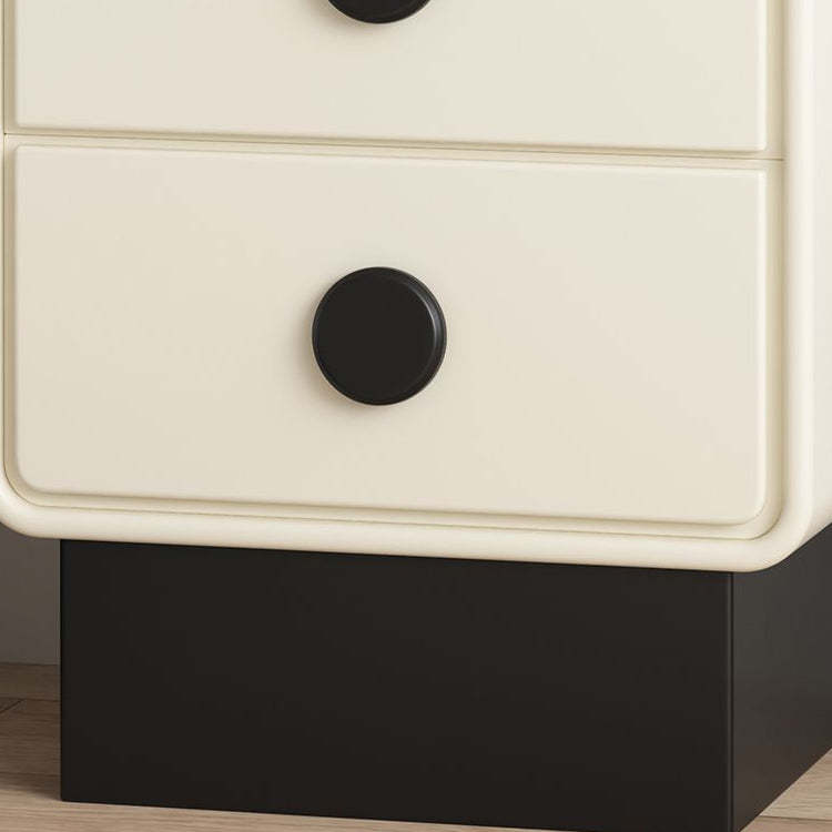 Nordic Wood Leather Nightstand 2-Drawer — Black