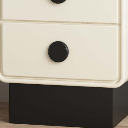 Nordic Wood Leather Nightstand 2-Drawer — Black