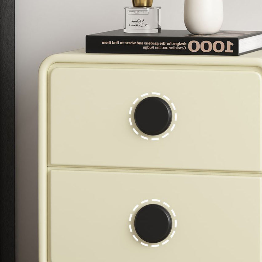 Nordic Wood Leather Nightstand 2-Drawer — Khaki
