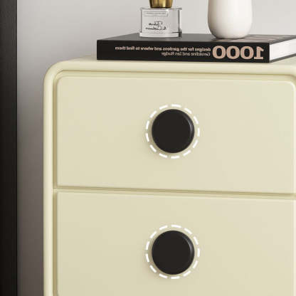 Nordic Wood Leather Nightstand 2-Drawer — Khaki
