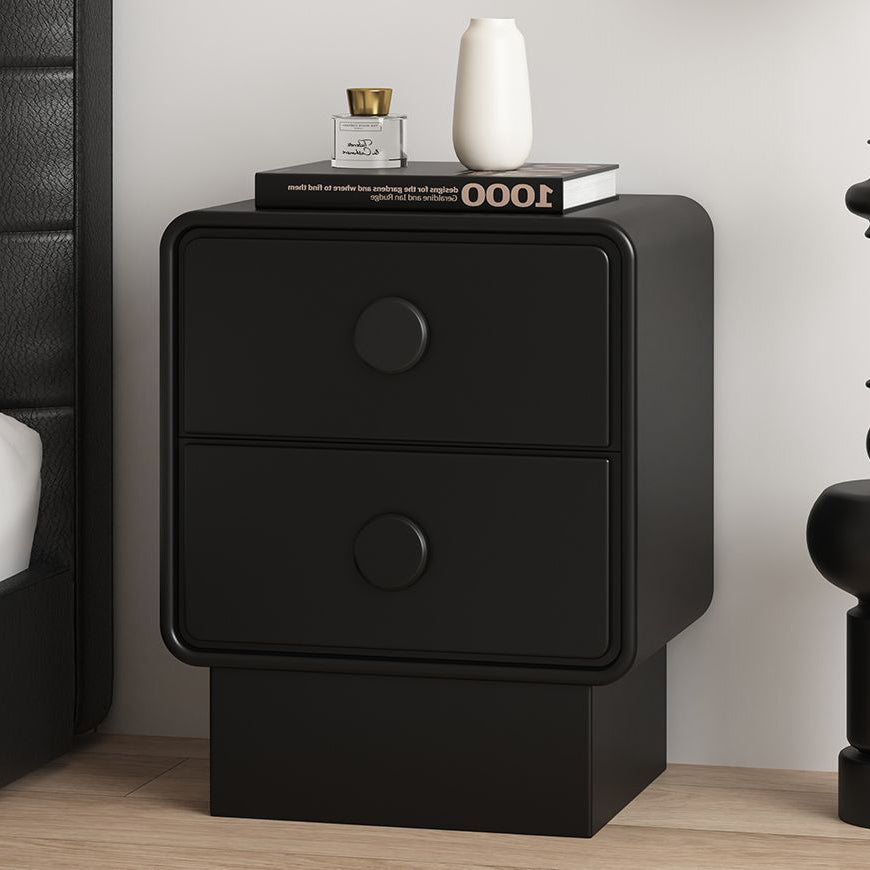 Nordic Wood Leather Nightstand 2-Drawer