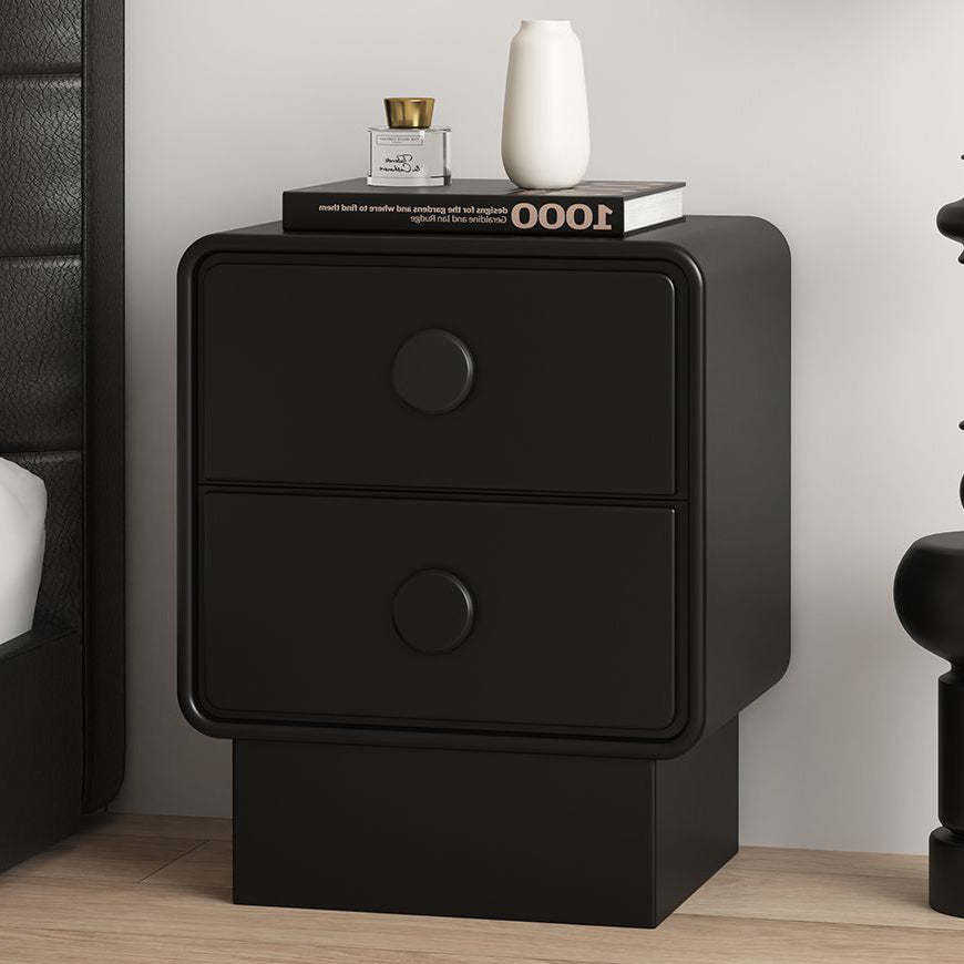 Nordic Wood Leather Nightstand 2-Drawer