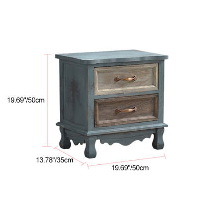 Vintage Paulownia Wood Nightstand 2-Drawer — D