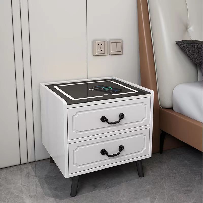 Contemporary Solid Wood Nightstand — 2 / White