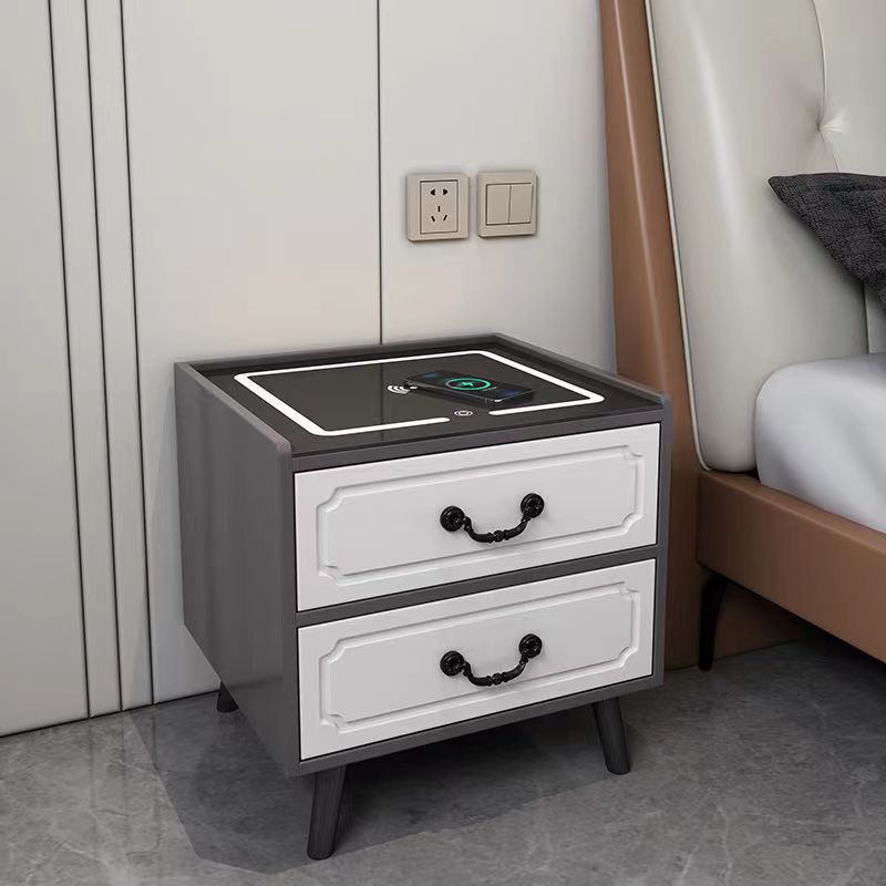 Contemporary Solid Wood Nightstand — 2 / Gray