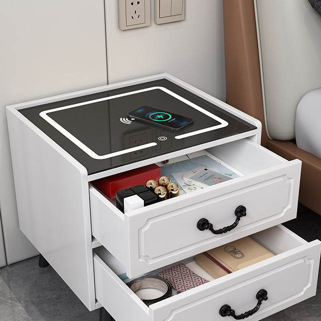 Contemporary Solid Wood Nightstand — 3 / Gray