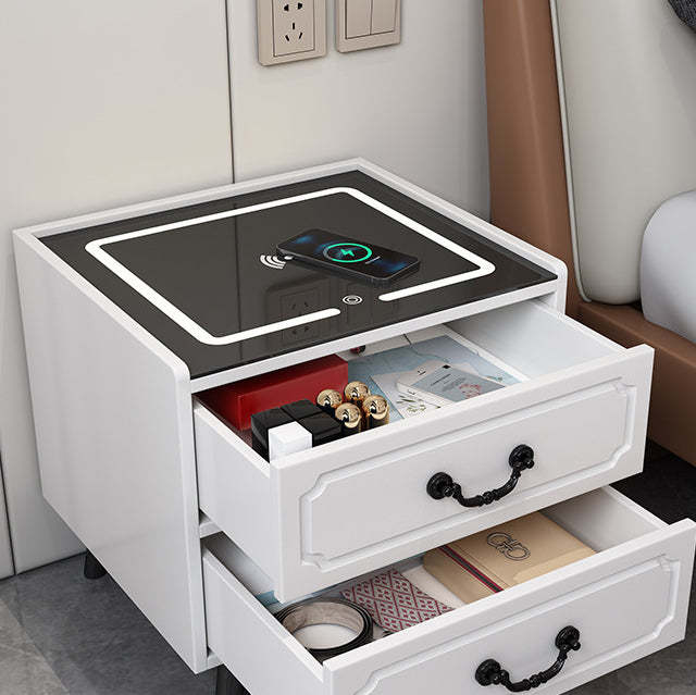 Contemporary Solid Wood Nightstand — 3 / Gray