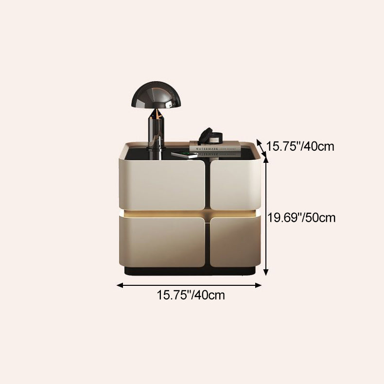 Nordic Leather 2-Drawer Nightstand — 2 / Off White