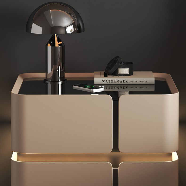 Nordic Leather 2-Drawer Nightstand — 3 / Khaki