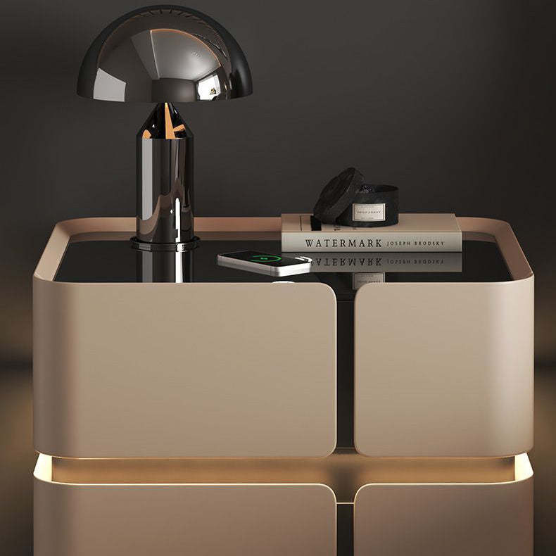 Nordic Leather 2-Drawer Nightstand — 3 / Khaki