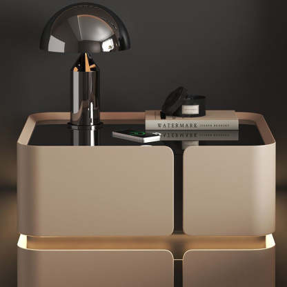 Nordic Leather 2-Drawer Nightstand — 3 / Khaki