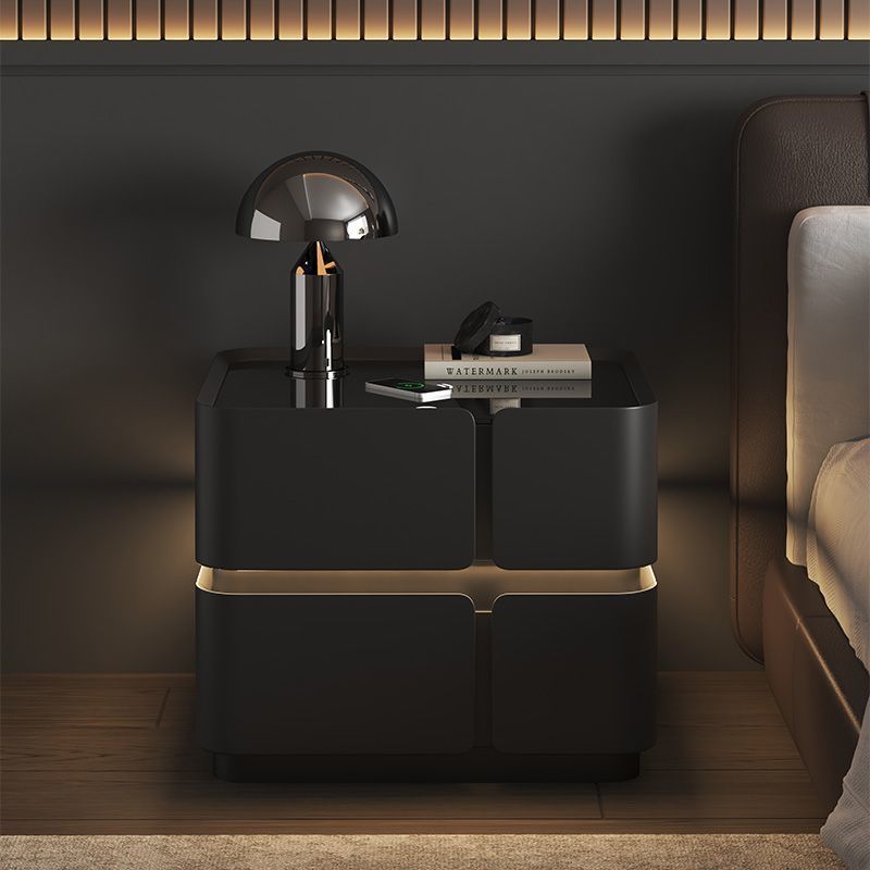 Nordic Leather 2-Drawer Nightstand — 2 / Black