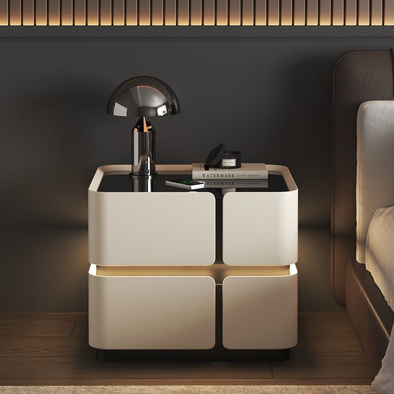 Nordic Leather 2-Drawer Nightstand — 2 / Off White