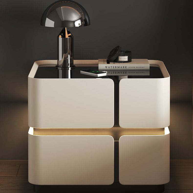 Nordic Leather 2-Drawer Nightstand — 3 / Black