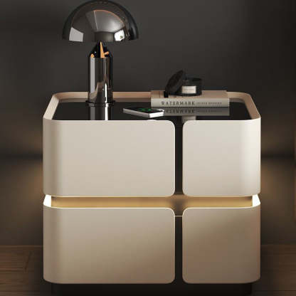 Nordic Leather 2-Drawer Nightstand — 3 / Black