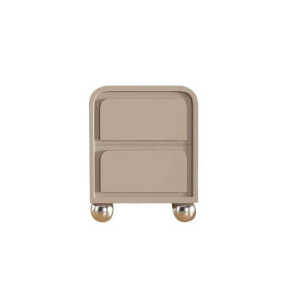 Nordic Solid Wood Ball-Foot 2-Drawer Nightstand — Khaki