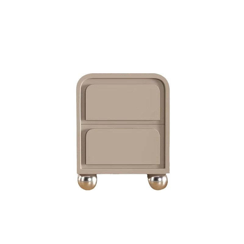 Nordic Ball-Foot Wood Nightstand 2-Drawer — Light Gray
