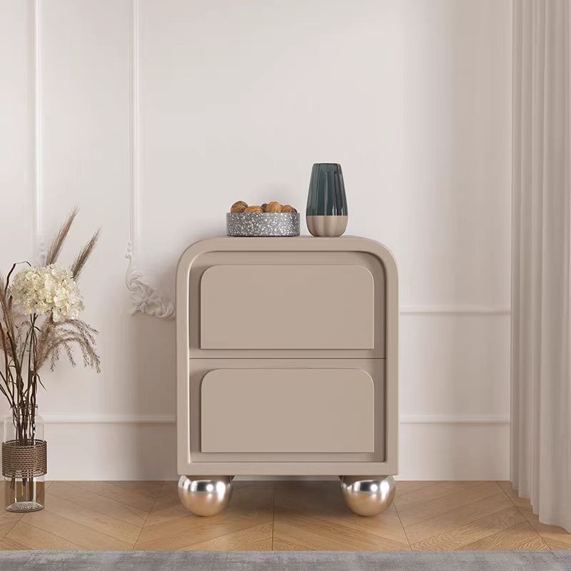 Nordic 2-drawer ball-foot gray wood nightstands, Lighom — 11.81" L x 15.75" W x 19.69" H / Khaki
