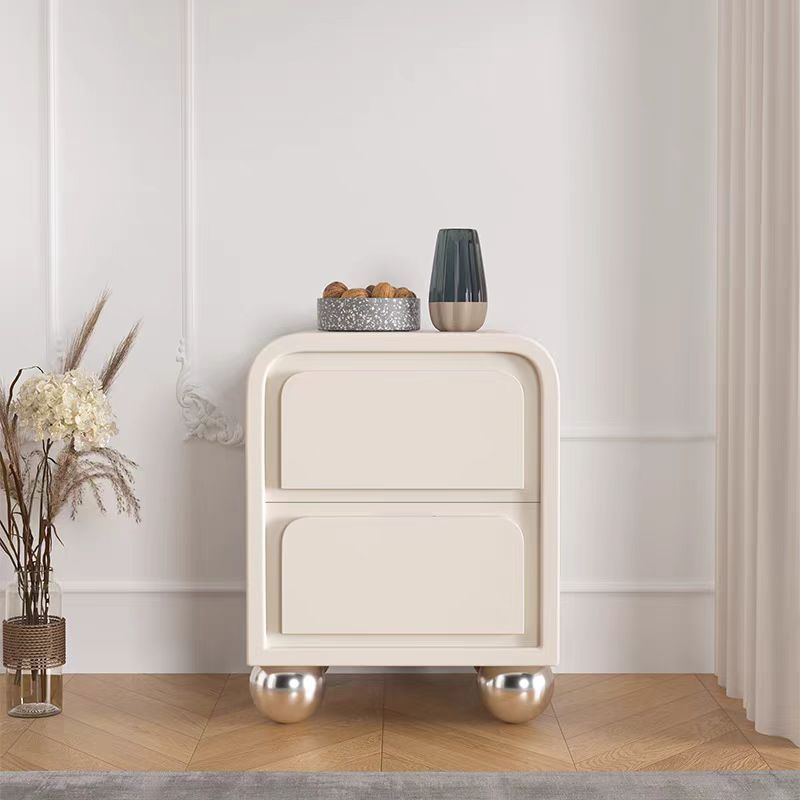 Nordic Solid Wood Ball-Foot 2-Drawer Nightstand