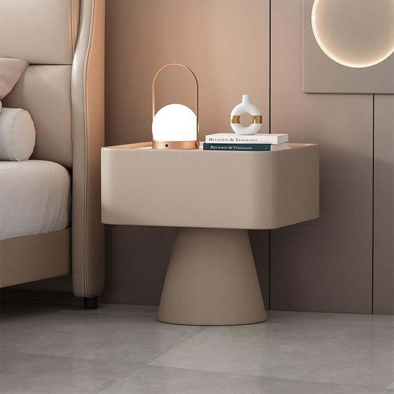 Nordic pine rock nightstands in leather metal glass